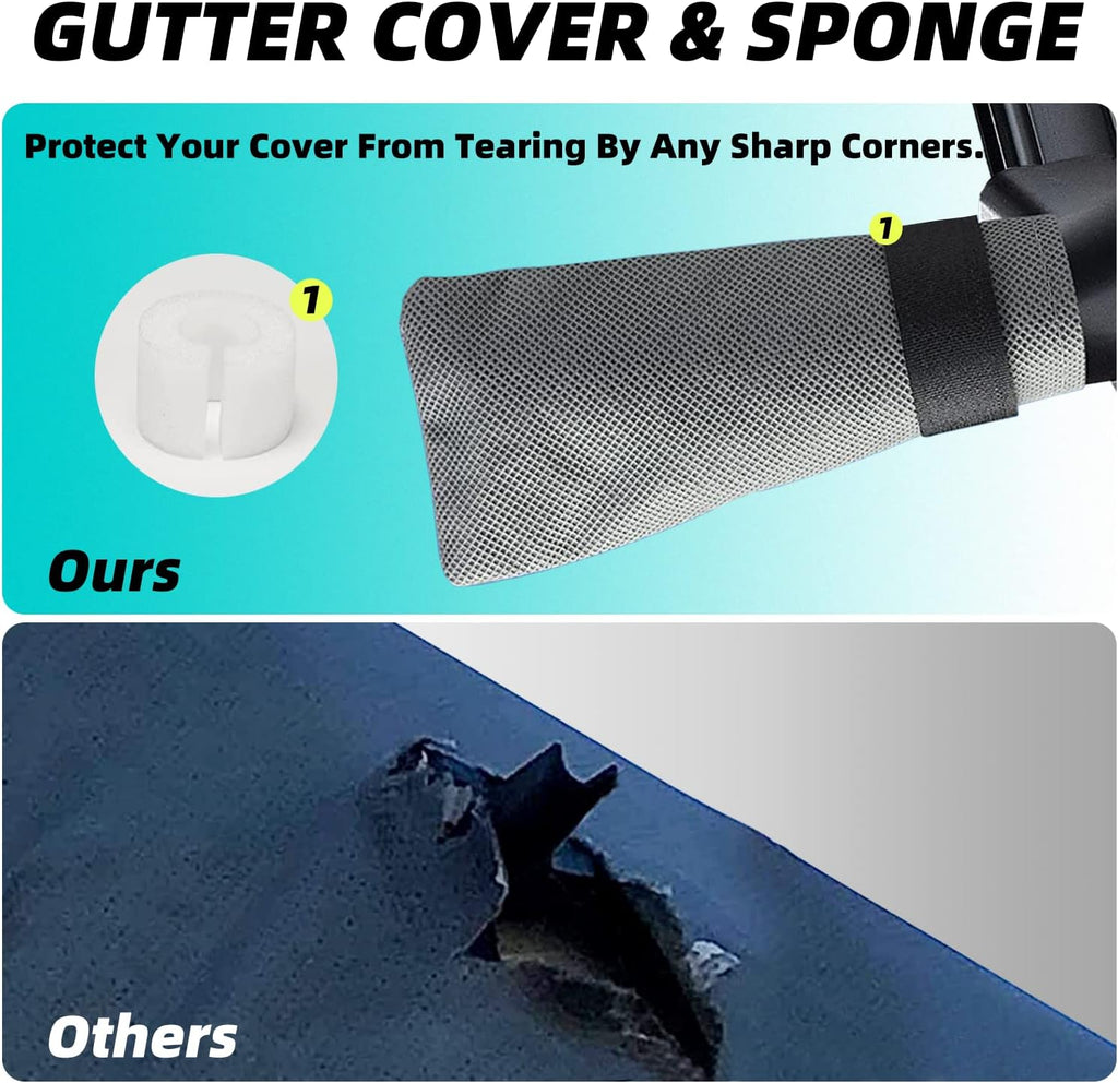 Travel Trailer Cover, 6 Layers Top RV Cover, Fits 27'-30' RV, with 1 Tongue Jack Cover, 2 Extra Straps, 6 Gutter Covers D58467