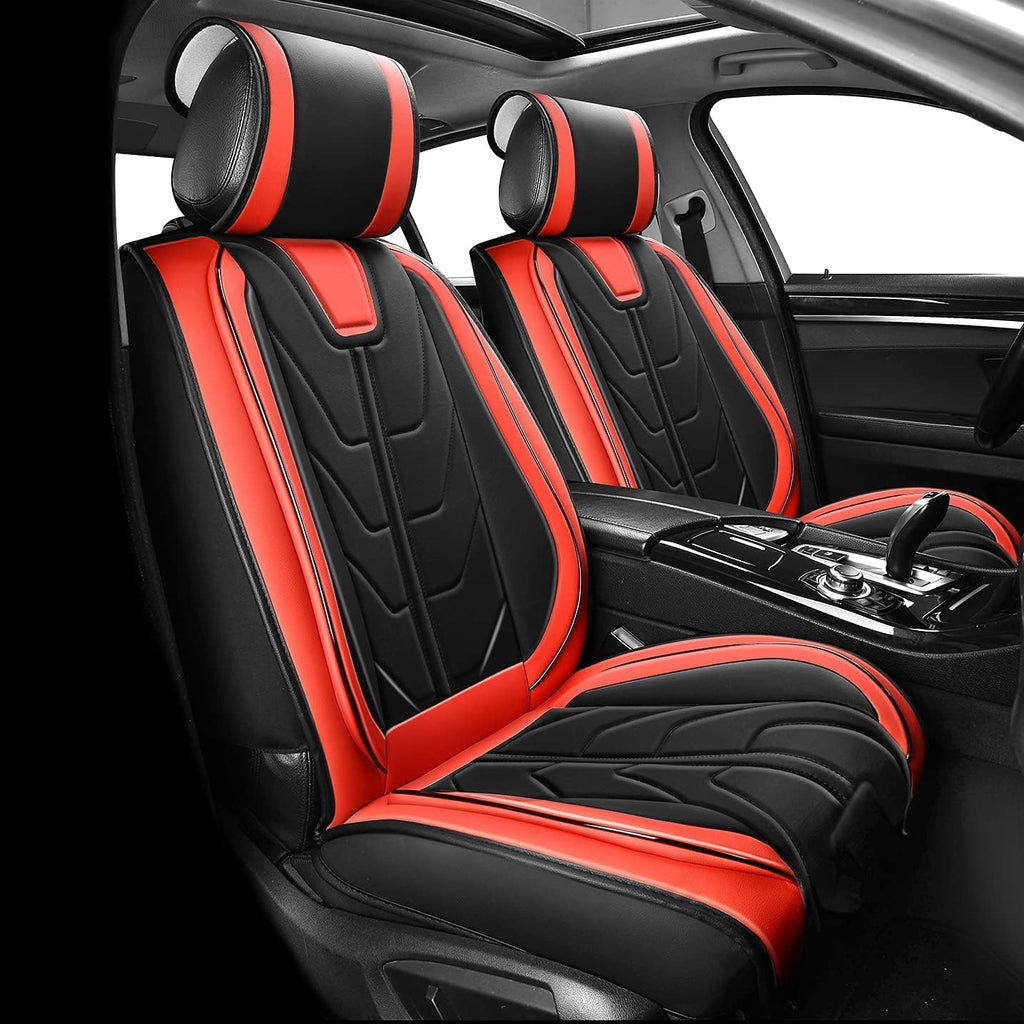 Black+Red Leather Car Seat Cover K38617