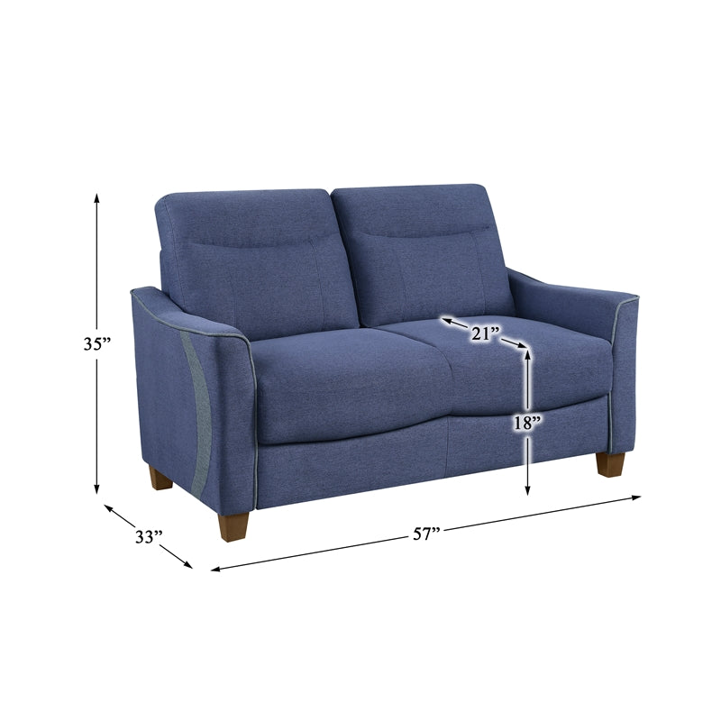 Blue Fabric Upholstered Love Seat S939266