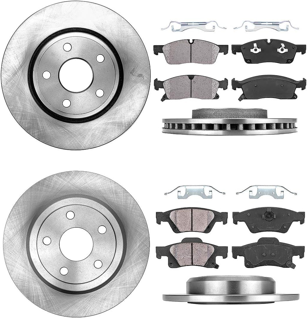 Premium OE 5 Lug Rotors + Ceramic Brake Pads + Clips H154049