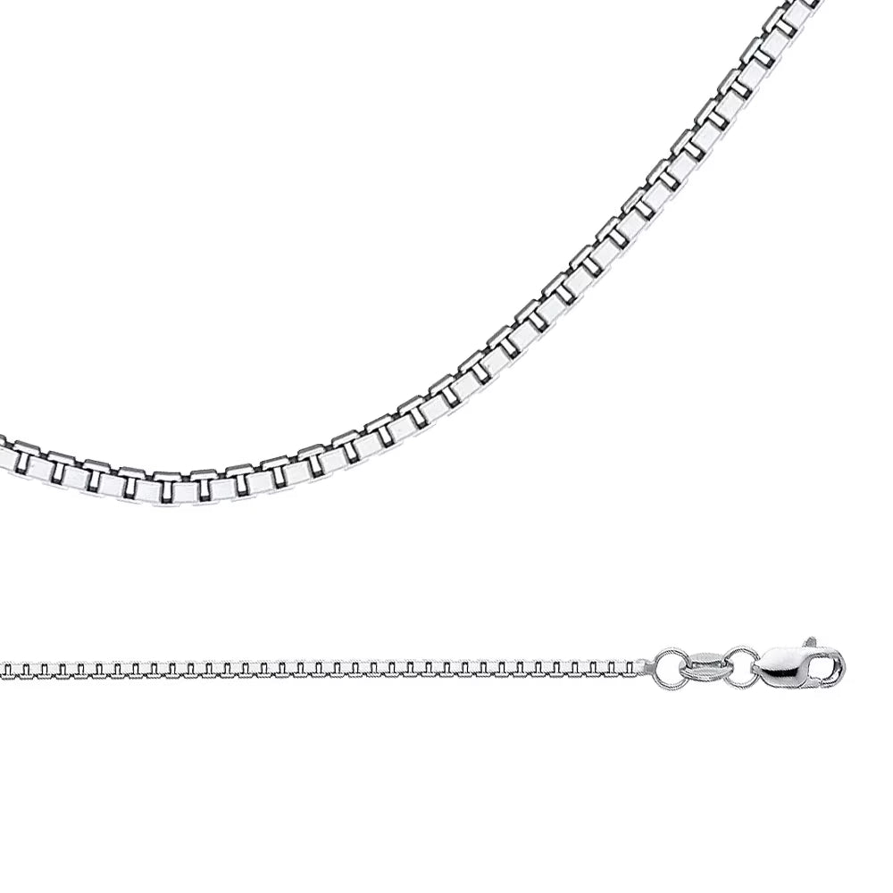 Solid 14k White Gold Chain Necklace, 1.2 mm - 16 inch M71484