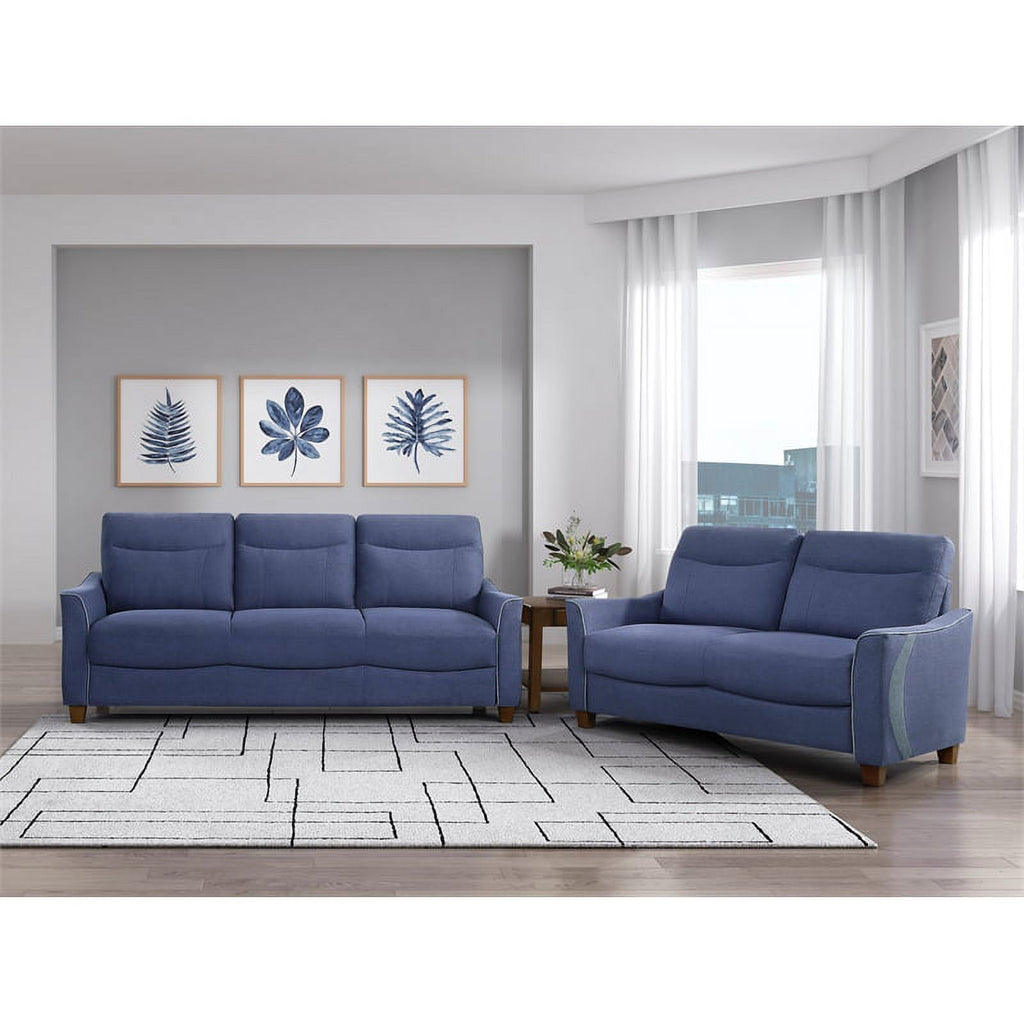 Blue Fabric Upholstered Love Seat S939266