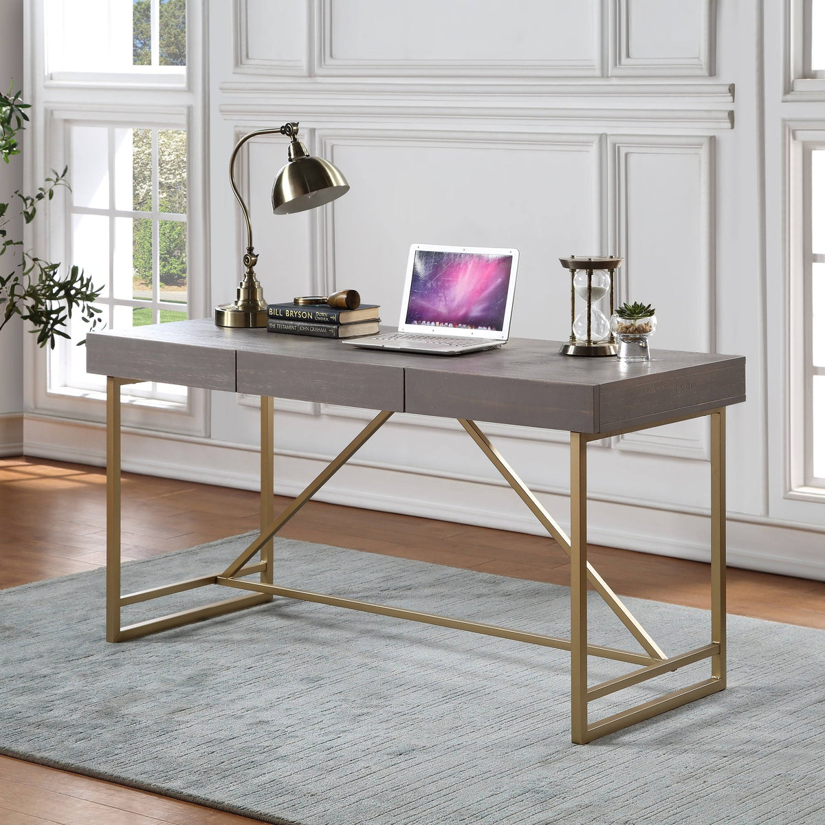 Pink 60-Inch 2-Drawer Desk V22950