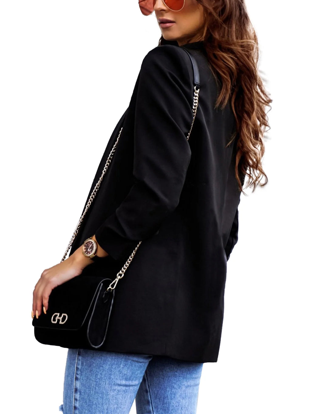 Vintage Women Casual Suit Blazer Long Sleeve Open Front Jacket Coat Autumn Solid Slim Fit P6912