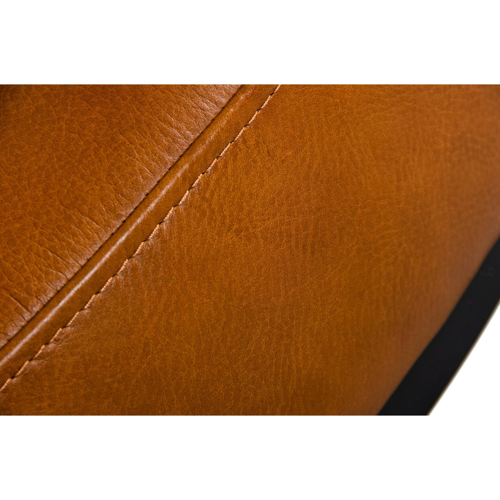 Brown Leather Round Ottoman Q165