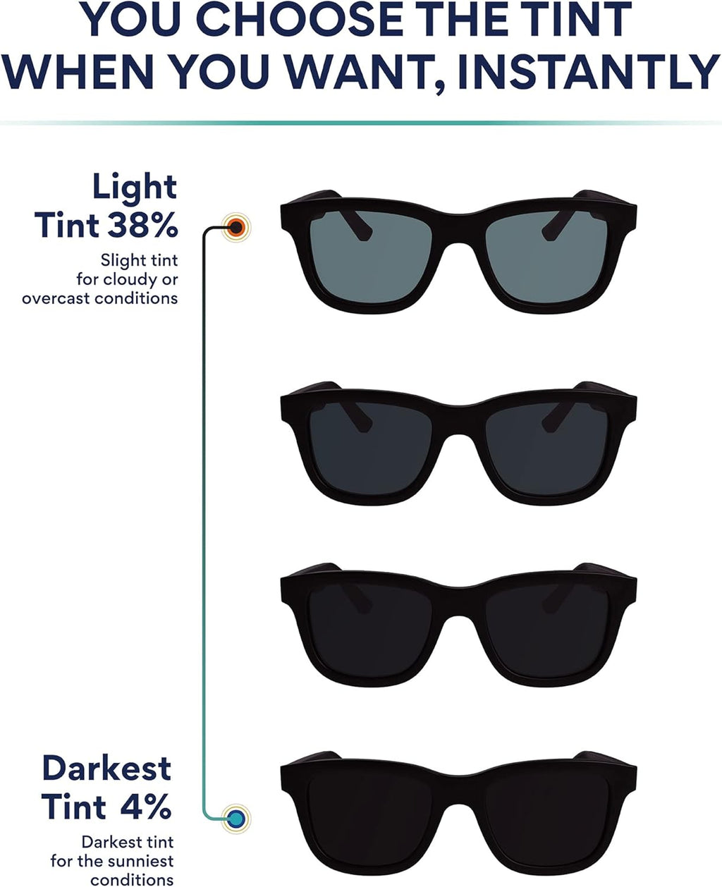 Black Electrochromic Polarized Smart Sunglasses F92805