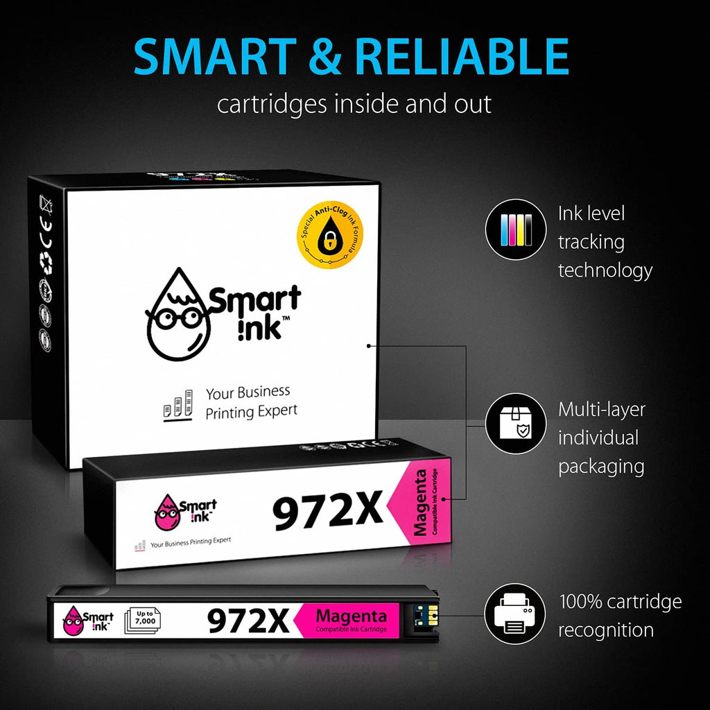 HP 972X 972 Ink Cartridge 4 Pack Combo Black Cyan Magenta Yellow O826