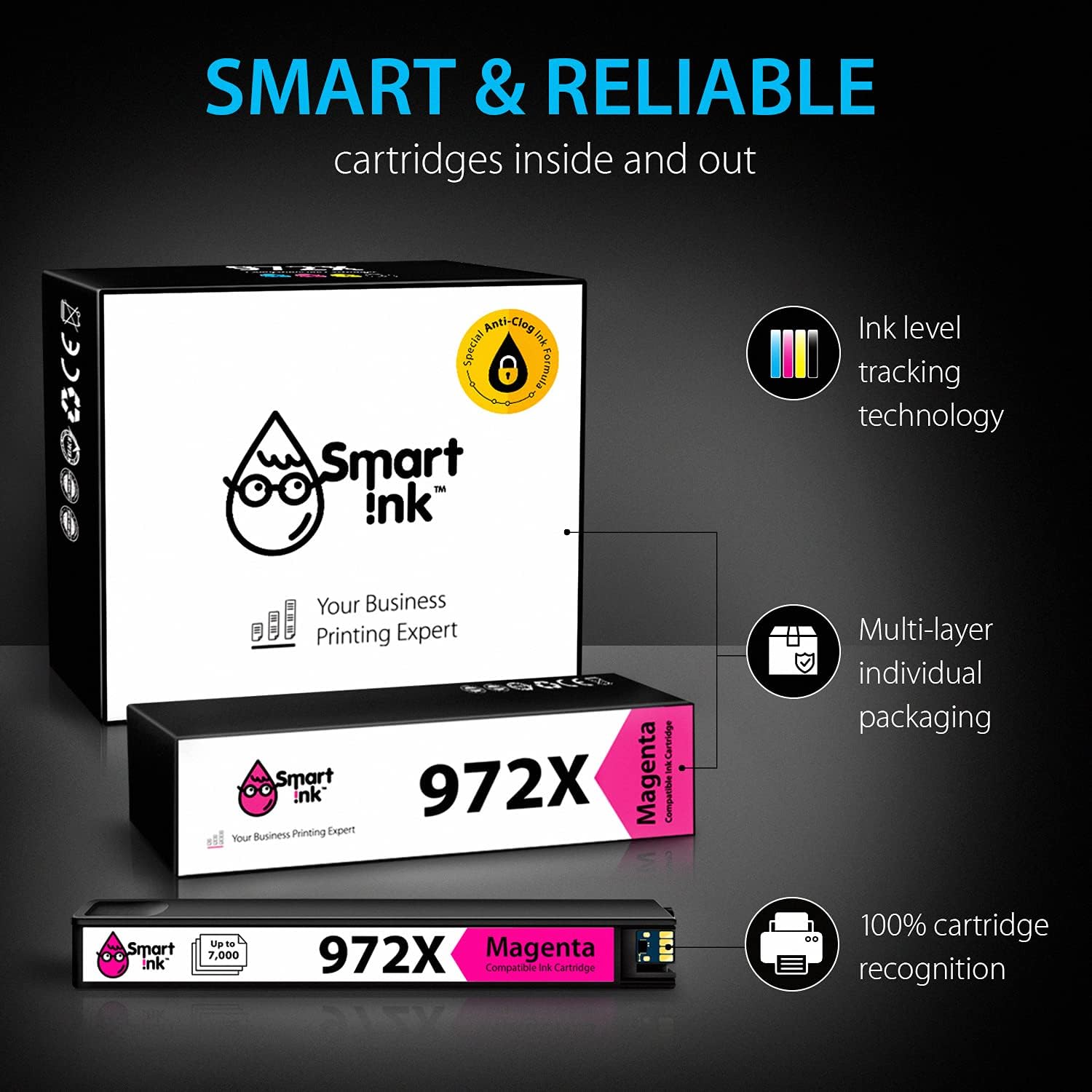 HP 972X 972 Ink Cartridge 4 Pack Combo Black Cyan Magenta Yellow O826
