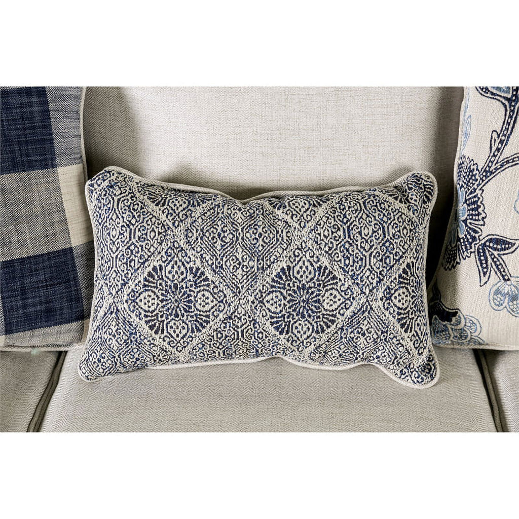 Ivory Fabric 3pc Sofa Set with Floral Chair M806663