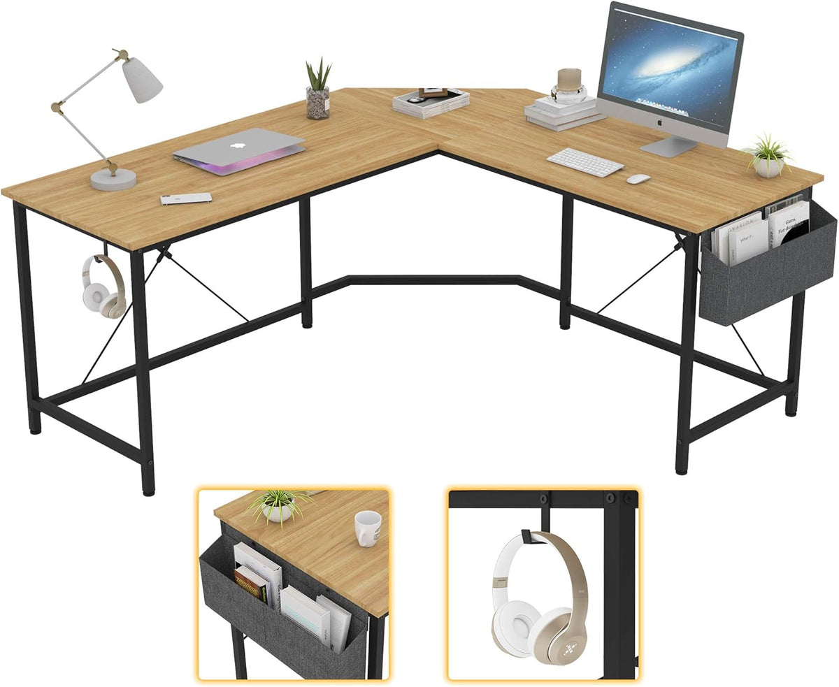 L Shaped Computer Corner Desk with Storage E92637