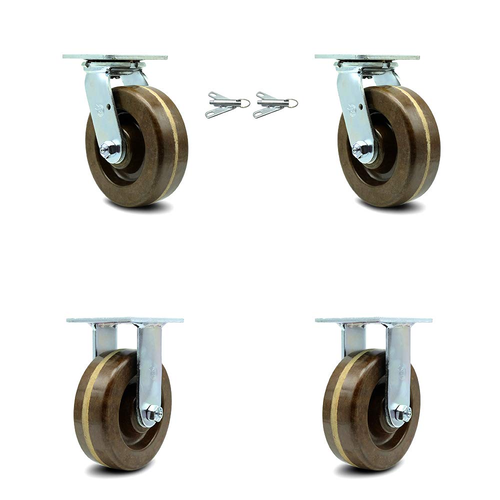 5" x 2" Brown Wheel Swivel Top Plate Caster, Pack of 2 I653