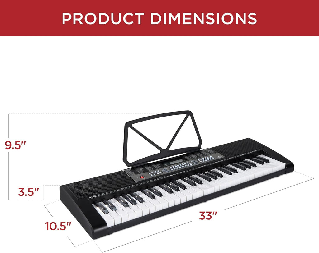 54-Key Electronic Keyboard Piano with LCD Screen, Power Adapter, Teaching Modes, Music Sheet Stand, Built in Speakers I405265